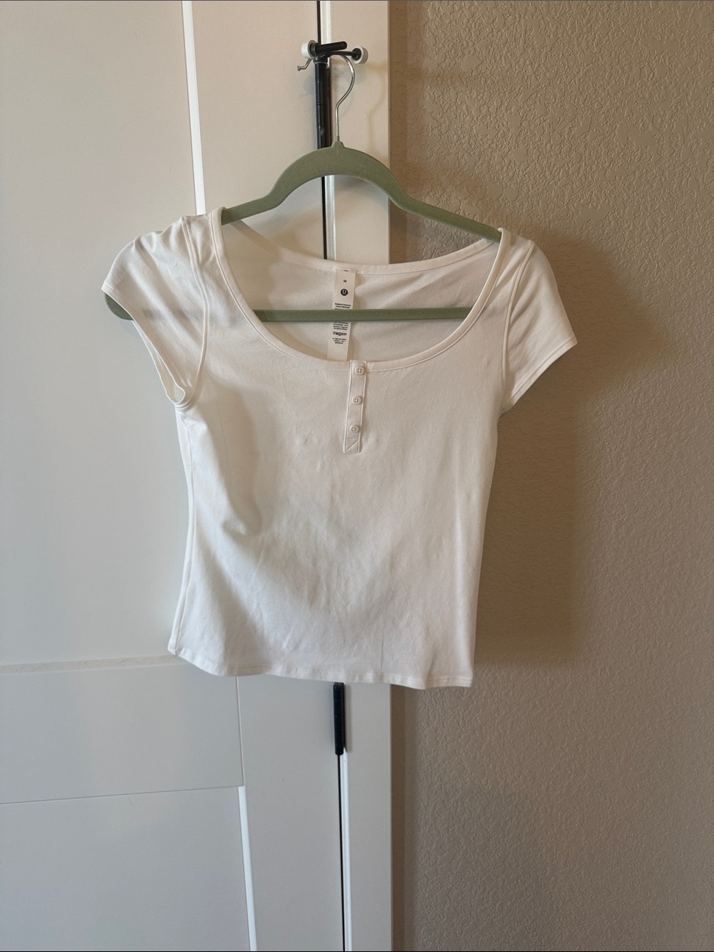 lululemon athletica White Short Sleeve Scoop Henley Tee Top